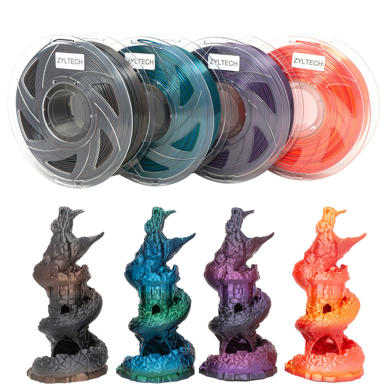 Dual Gradient Silk Series 3D Printer Filament 1.75mm 1 kg 2.2 lbs