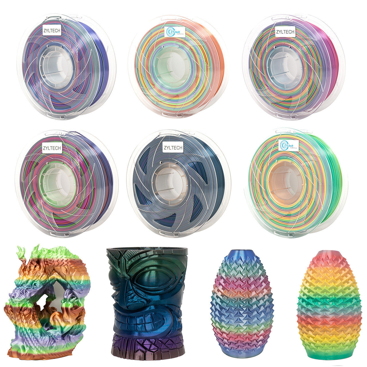 2024 Rainbow Silk Series PLA 3D Printer Filament 1.75mm 1 kg 2.2 lbs